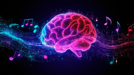 abstract human brain with notes