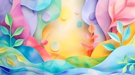 Colorful watercolor art on minimalist sustainability, minimal illustration