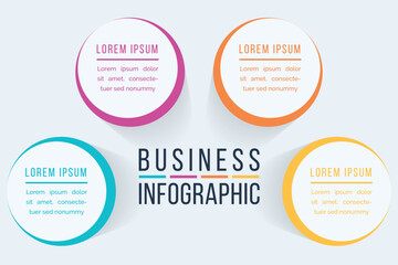 Circles Infographic design 4 steps, objects, elements or options business information