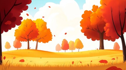 Illustrated autumn landscape