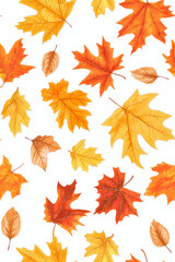 Vertical Seamless pattern with maple and oak autumn leaves. Ideal for wallpaper, gift paper, textiles.