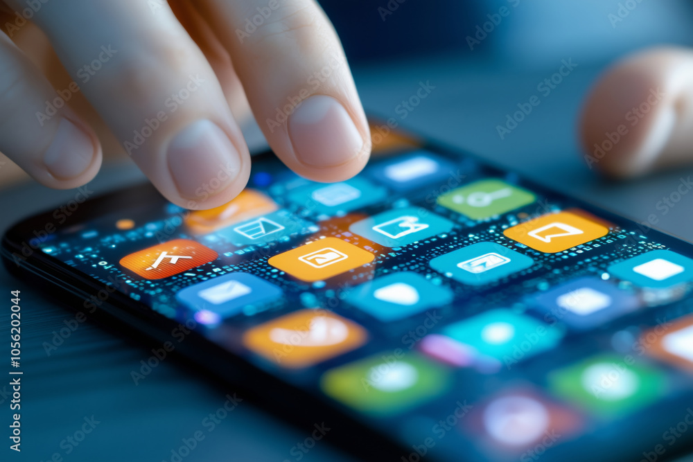 Poster Developer engages with a new app in a focused workspace during daylight hours