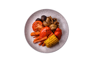 Grilled vegetables peppers, tomatoes, zucchini, onions, carrots, corn, mushrooms