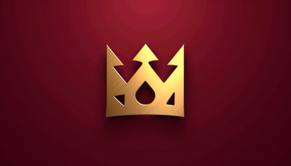 Stylized gold crown on a rich red background