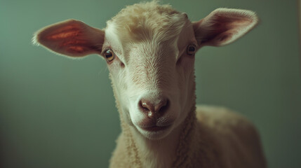 Close-Up Portrait of a Young Goat with Soft Lighting