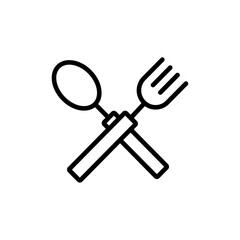 Spoon and fork icon logo sign set vector outline