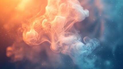 Obraz premium Smoke is rising from a blue and orange background