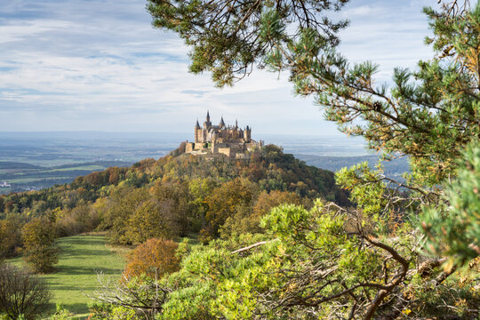 Hohenzollern Castle on a sunny autumn day, Swabian Jura, Baden-W&uuml;rttemberg, Germany