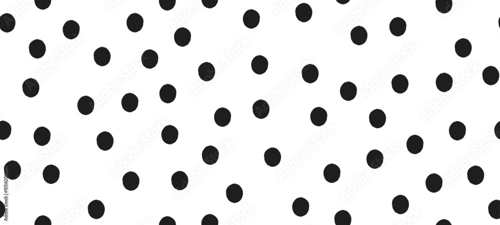 Poster Seamless vector pattern of irregular crayon dots and splotches in black and white. Abstract polkadot background grunge texture.
