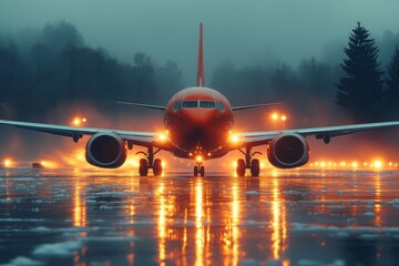 Passenger plane on the runway close-up. Airport, flight, trip, transport