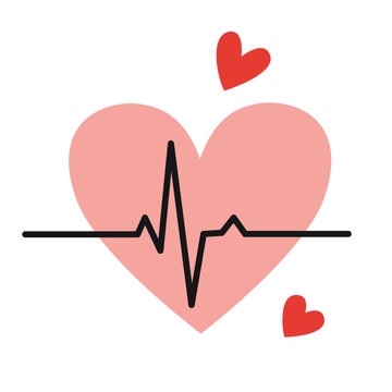 recommend clip art: Cardiogram, Heart and healthy pulse line. Symbol of cardio training, sports and cardiovascular system. Trendy modern vector illustration isolated on white background, hand drawn, flat design