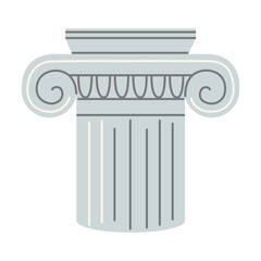 Ionic capital with volutes, Greek columns. Modern vector illustration isolated on white background, hand drawn, flat design