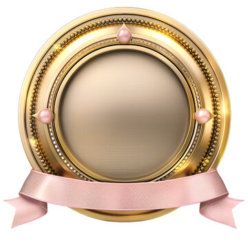 golden and pink laurel wreath with ribbon