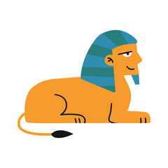 Cute funny Egyptian Sphinx. Trendy modern vector illustration isolated on white background, hand drawn, flat design