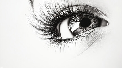 Fototapeta premium A monochrome portrait of a female with elongated eyelashes and a mournful expression on her countenance