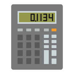 Simple calculator with the inscription Hello from the numbers on the display. Vector illustration isolated on white background, hand drawn, flat design