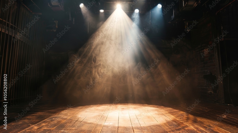 Aufkleber the stage is illuminated by a single spotlight creating an intimate and focused atmosphere.