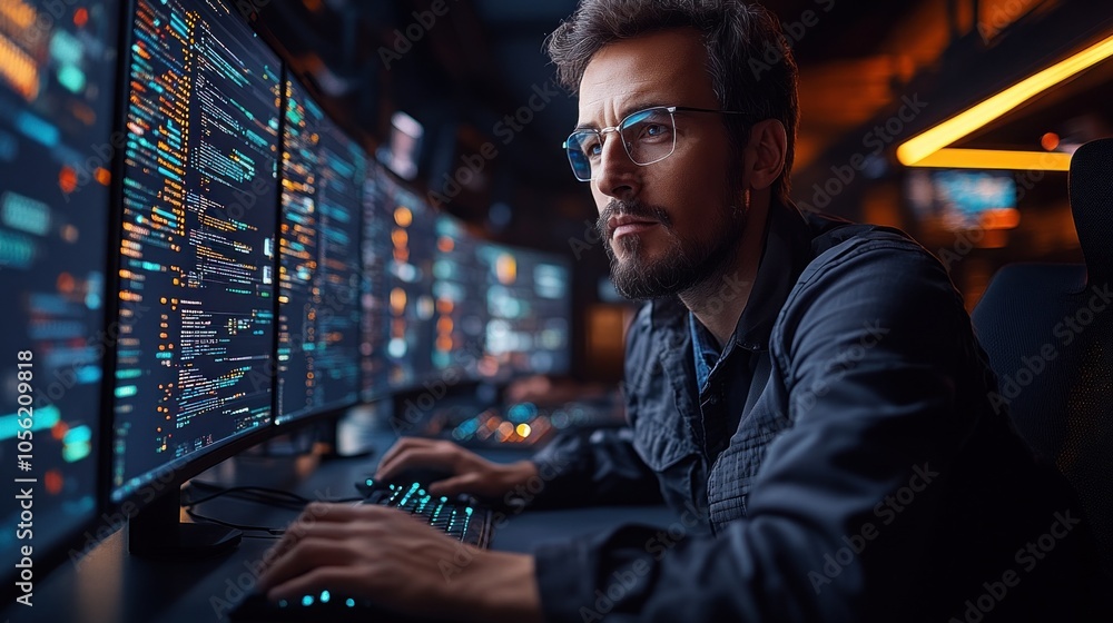 Poster it technician troubleshooting a computer network, representing the vital role of technology support 