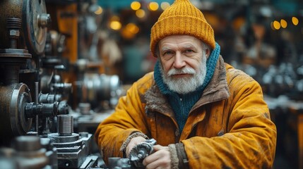 Skilled machinist working with metal parts on a lathe, representing the blend of traditional craftsmanship and modern machinery in industrial work
