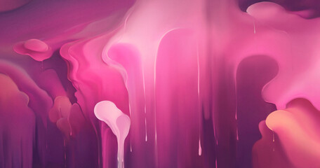 abstract drawing of red-burgundy flowing paint with droplets
