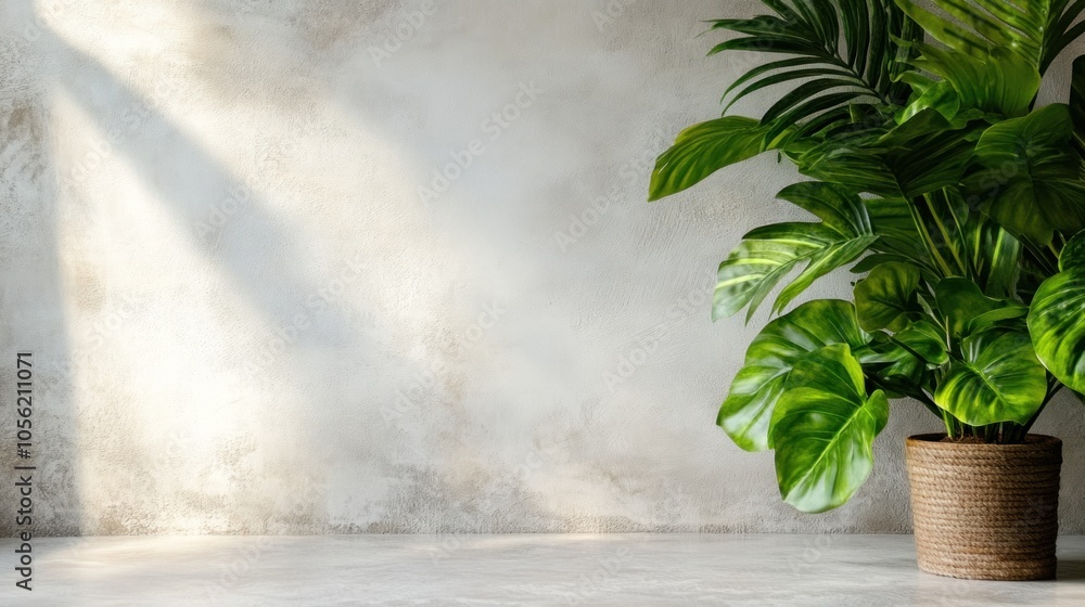Aufkleber minimal light background for product presentation. soft shadow and light from windows on white wall