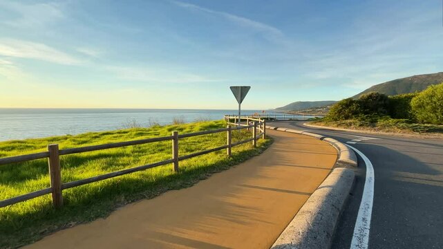Curved Road near North Atlantic Ocean That Leads to Camino de Santiago