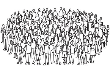 Naklejka premium Abstract people silhouettes. Crowd sketch