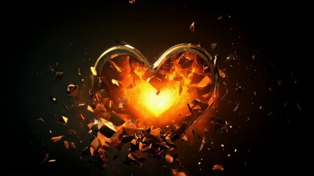 
This striking image depicts a heart breaking apart, radiating illumination from its glowing core. It beautifully symbolizes the complexities of love, heartbreak, and passion.