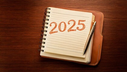 Fototapeta na wymiar Notes w 2025 nowy rok