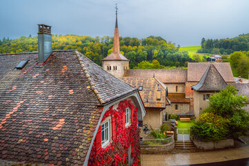 Cityscape of the small ancient municipality of Romainmôtier-Envy