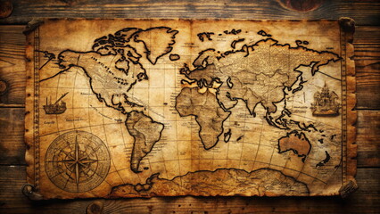 Fototapeta premium Vintage world map on wooden background