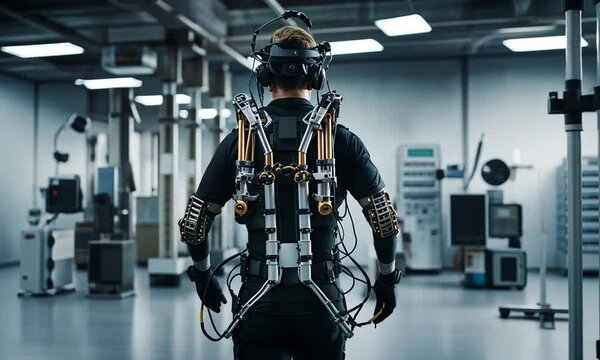 Soldier with an exoskeleton.