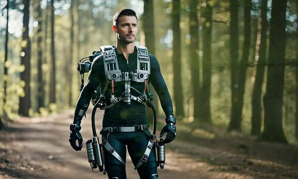 Soldier with an exoskeleton.