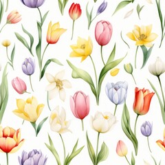 Obraz premium This is a Vibrant Tulip Floral Pattern featuring Soft Colors, perfect for creating Elegant Designs and artwork
