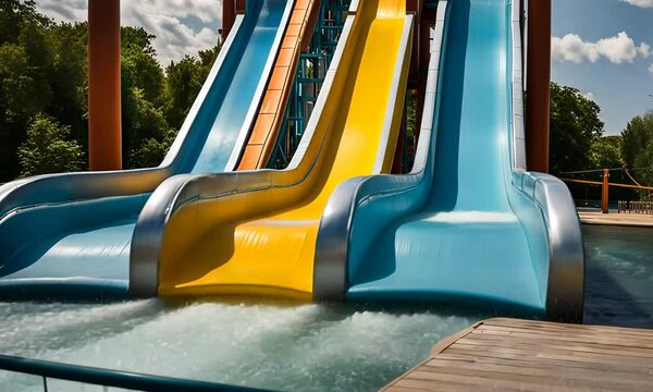 Slides in a water park.