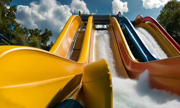 Slides in a water park.
