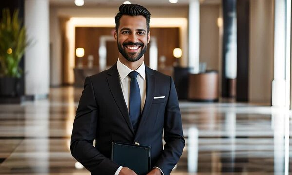 Doorman in the lobby of a building.