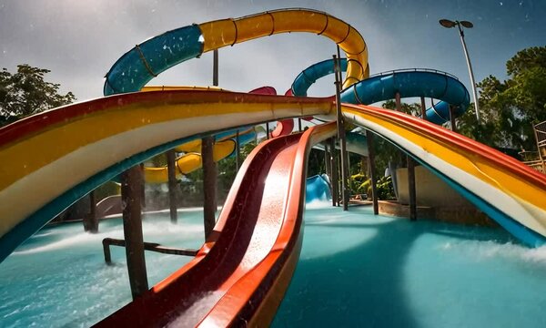 Slides in a water park.