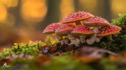 Red Mushrooms in the Forest