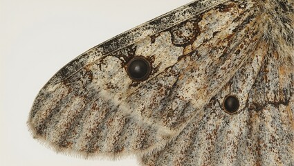 Fototapeta premium Macro shot of moth wing with intricate bark like pattern in shades of brown cream gray