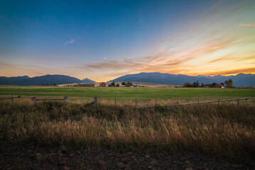 Beautiful Ranch In The Mountains At Twilight © RacheleB
