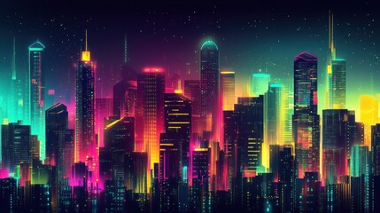 Obraz premium Neon Cityscape