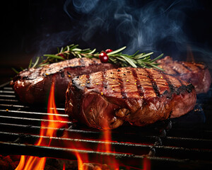 BBQ Beef steaks on the grill