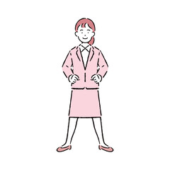 胸を張るスーツを着た女性