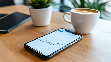 Analyzing stock market trends with mobile technology during a coffee break