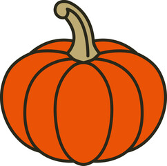Pumpkin illustration. Cute colored, flat pumpkin autumn harvest, fall, seasonal graphic elements