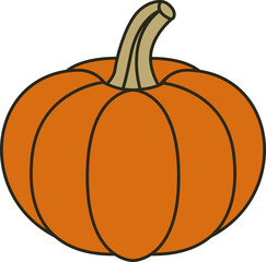 Pumpkin illustration. Cute colored, flat pumpkin autumn harvest, fall, seasonal graphic elements