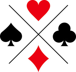 Suit deck of playing cards set. Poker Play Suit Set Pictogram. Play card in line and symbol. Black Jack Symbol. Card Suit Silhouette Icon. Casino Game Flat Symbol. Isolated Illustration.