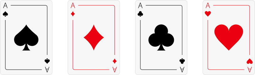 Suit deck of playing cards set. Poker Play Suit Set Pictogram. Play card in line and symbol. Black Jack Symbol. Card Suit Silhouette Icon. Casino Game Flat Symbol. Isolated Illustration.