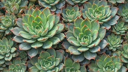 Obraz premium Succulent plants arranged closely together showing vibrant green foliage